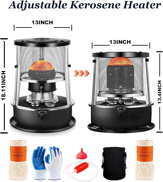 2 in 1 Portable Kerosene Heater & Stove 9000 BTU Non-Electric Indoor Outdoor Heater for Camping, Hunting, Cooking, Home, Garage, and Emergency Preparedness - Black