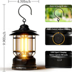 Retor LED Camping Lanterns 1500 LM Step-Less Dimming, Lightweight Battery Powered USB Rechargeable Flashlight Survival Kits Home Garden Camping Emergency Outages Hiking Light (Black 1 Pack)