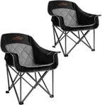 FAIR WIND 2 Pack Oversized Padded Camping Chair Heavy Duty Quad Fold Arm Chair Portable for Outdoor - Support 450LBS, Black