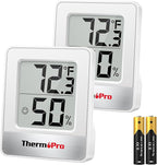 ThermoPro TP49 2 Pieces Digital Hygrometer Indoor Thermometer Humidity Meter Mini Hygrometer Thermometer with Temperature and Humidity Monitor Room Thermometer