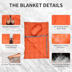 Down Camping Blanket - Lightweight, Packable, Warm & Puffy Outdoor Travel Quilt for Sleep, Hiking, Backpacking, Stadium, Festivals, Water-Resistant Sleeping Bag 55"x79"