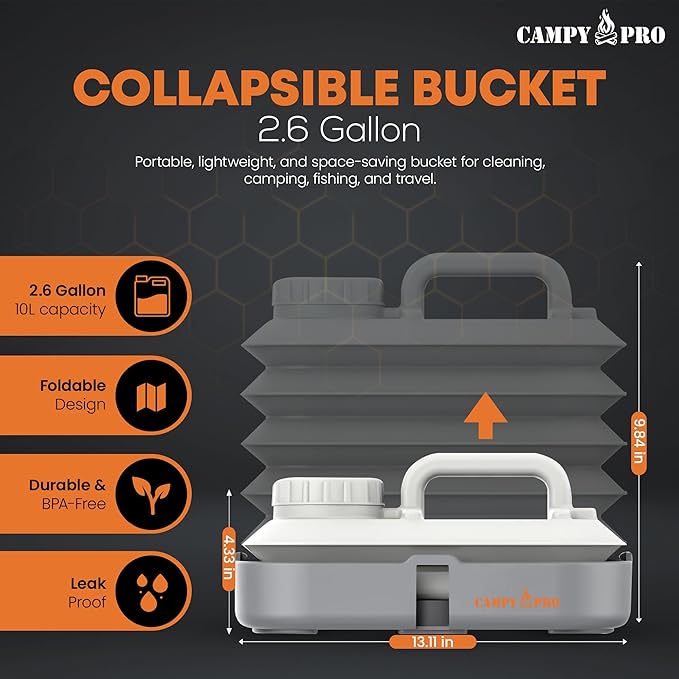 Collapsible Water Bucket, BPA Free Water Jug, Camping Water Bottle, Portable Water Tank for Outdoor, Gardening, Picnic, RV & Camping Essentials, Fishing & Emergency Preparedness Water