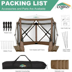 COBIZI 10x10 FT Pop up Gazebo, Popup Canopy Tent,Screened in Gazebos with sidewalls,Waterproof Portable Outdoor Small Screen Tents Sun Shelter,carpas para Patio for Camping,Garden,Backyard,Brown
