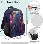 Elephant Backpack with Lunch Bag Animal Backpack for Kids Lightweight Portable Kids Bookbag and Lunch Box Set Boys 4 in 1 School Bag for Boys 7-8 Travel Daypack Camping Outdoor