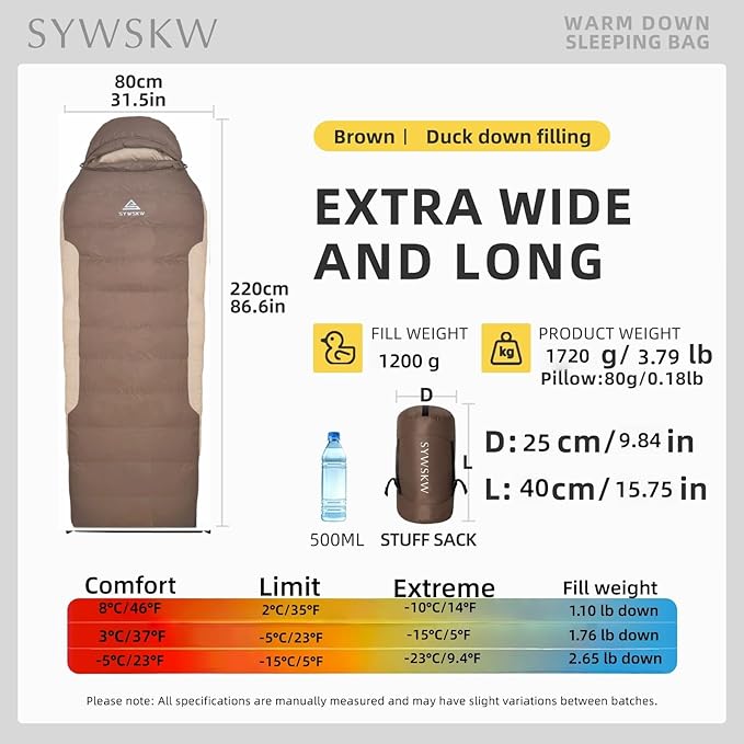 Ultralight Down Sleeping Bag with Pillow, 15F 32F 45F Sleeping Bag for Women,Men,Youth Backpacking,Hiking and Camping Outdoor with YKK Two-Way Zipper 680 FP Down