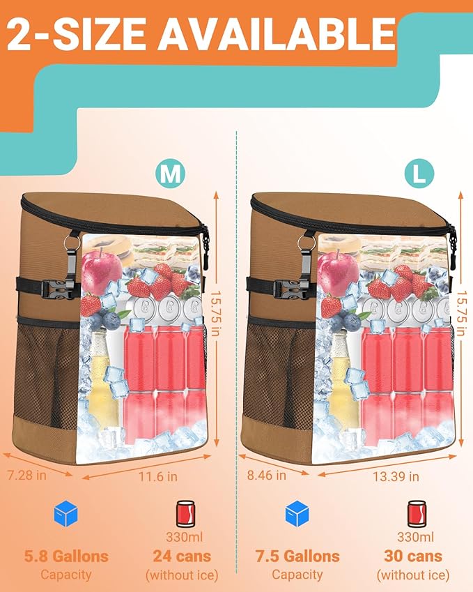 Soft Cooler Backpack 30 Cans/45 Cans, Backpack Coolers Insulated Leak Proof Thermal Lunch Backpack for Men Work Small Cooler Bag Beach Travel Picnic Drink Beverage Beer