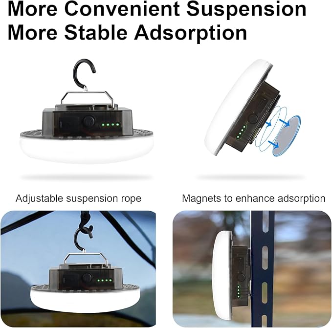 10000mAh 4000LM Rechargeable Camping Light with Motion Sensor and Radar , Standby Time of 72 Hours Automatic Light Portable Camping Lantern 30W with Magnet , IPX5 Waterproof Tent Lights