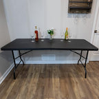 Lavish Home Portable Folding Tables - Lightweight Portable Folding Desk - 6-Foot-Long Plastic Table for Camping, Playing Cards, Parties, and Dining (Single/Black)