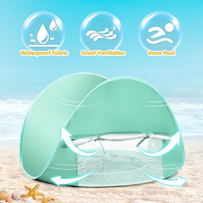 Baby Beach Tent Pop Up Beach Tents Baby Tent for Beach, Portable Shade Pool UV Protection Sun Shelter for Infant