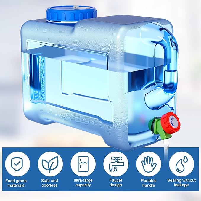 2 Pack 3.2 Gallon Water Container with Spigot Portable Water Tank for Camping No Leakage Watering Dispenser Jug with Tap for Road Trips Outdoor Hiking Emergency Storage Vehicle Picnic Home