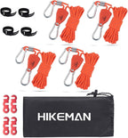 Hikeman Camping Rope with Ratchet Pulley,Quick Setup Outdoor Guy Lines Adjustable Tent Tie Downs Rope Hanger for Canopy,Kayak and Canoe,Grow Light (4PCS,Orange)