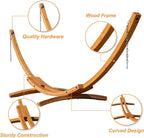 Lazy Daze Hammocks 13 FT Outdoor Arc Wood Hammock Stand, 2 Person Hard Pine Wood Hammock Stand with Carabiners and Chains for Outdoor Patio Garden Yard Poolside, 500lb Capacity, Natural