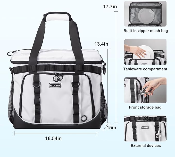 Soft Travel Coolers Bags Insulated Cooling 16hour for Camping Hiking Beach Travel Soft Sided Insulated Cooler Bag 20/48Cans for Women Men