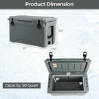 Goplus Hard Cooler, Insulated Ice Chest w/Portable Handles, Cup Holders, Ruler, Bottle Opener, 6 Day Ice Retention for Drink, Beverage, Camping, Fishing, Beach