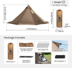 OneTigris Smokey HUT Hot Tent with Stove Jack, Ultralight 4 Season Tipi Tent with Snow Skirt & Detachable Floor for Camping, Hiking, Bushcraft, Backpacking