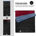 Flannel Sleeping Bag Cold Weather for Adults XL Camping Cotton Sleeping Bag 4 Season Big and Tall, Waterproof with Compression Sack