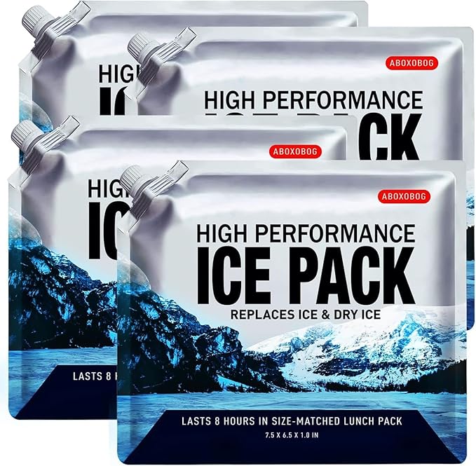 Reusable Ice Packs for Coolers Long Lasting Gel Freezer Packs for Cooler Bag Lunch Box,Keeps Food Cold Fresh (4 Pack, S(6.5"x7.5"))