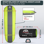 Gear Doctors Oxylus 4.3R-Value Insulated Foam Self Inflating Sleeping Pad Camping—Sleeping Pad Backpacking Air Mattress—Camping Mattress Self Inflating Camp Mat 4 Seasons Sleep Mat—Camp/Floor/Tent/Cot