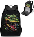 Crocodile Print Meal Bag Backpack Kids Backpacks with Lunch Compartment Meal Bag Large Bookbag Insulated Cooler Backpack Lunch Box Nurse Work Backpacks for Travel Casual