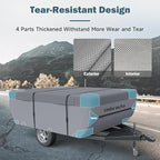 Umbrauto Pop-Up Camper Covers Fits 14-16ft Tent Trailer: 7 Layers Top Pop Up Trailer Cover Waterproof, Breathable Ripstop Sun Block, with Gutter Covers, Windproof Straps
