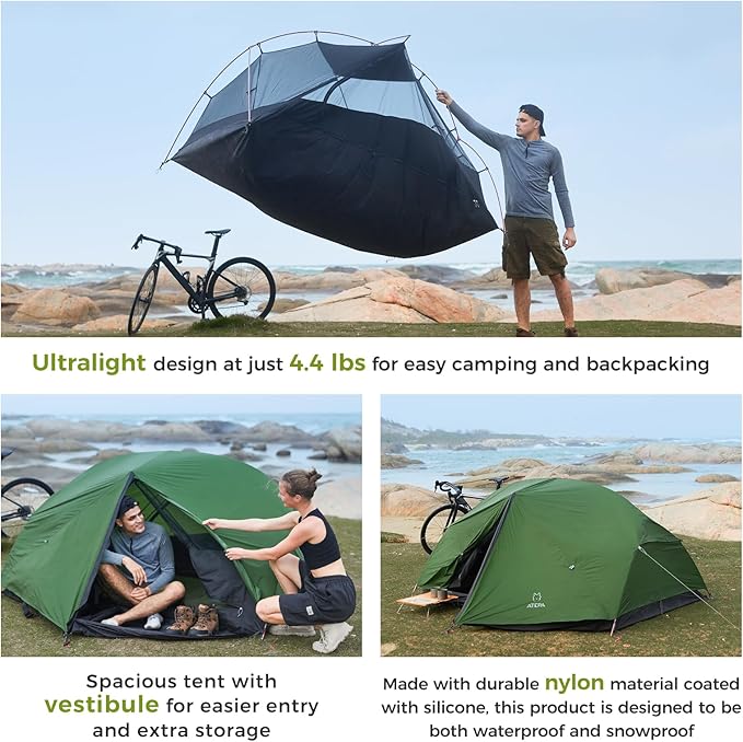 ATEPA Voyage 1-2 Person Backpacking Tent, 4 Season Ultralight Camping Tent, 4000mm Waterproof Double Layer Cold Wearther Easy Set Up Tent for Family Camp Hiking Hunting Outdoor Mountaineering Travel