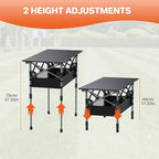 FUNYKICH Folding Camping Table(L32.3''xW15.7''), Aluminum Roll-up Portable Picnic Table with 2 Adjustable Height, Large Storage and Carrying Bag for Picnic, Camping, BBQ, Party, Backyard, Beach