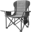 East Oak Oversized Camping Chair | Heavy Duty Camping Chairs | 500LBS Support, 600D Oxford, Cup Holder & Side Pocket | Ideal for Camping, Beach, Sports Events, Backyard & Tailgating | Gray