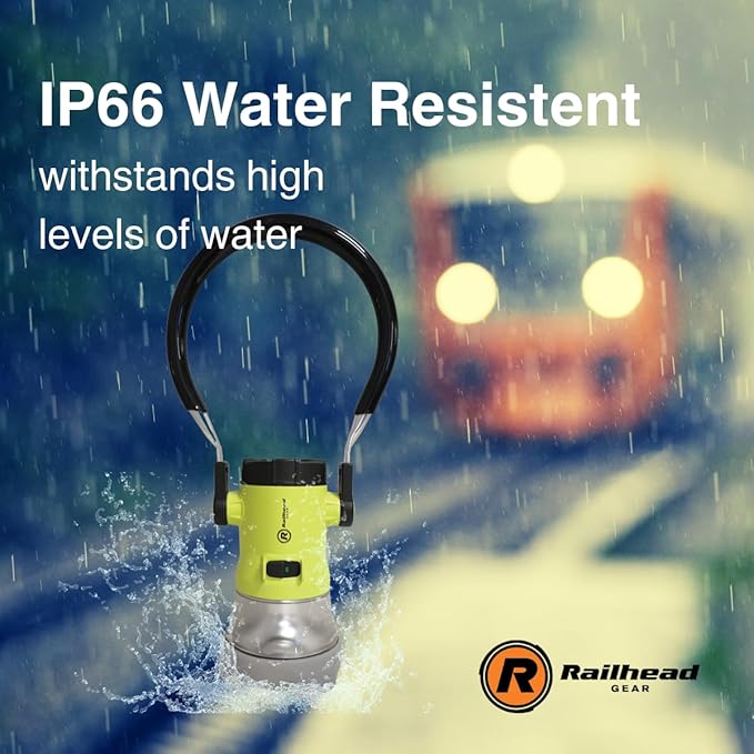 Railhead Railroad Trainman Lantern , Outdoor LED Battery Operated Light for Signaling and Hanging Lamp on Arm , Water-Resistant with Magnets RH-TL2020