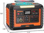EBL Portable Power Station 500, 519.4Wh Outdoor Solar Generator with 110V/500W AC Outlet for Home Use, Emergency Backup, Camping