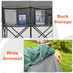 Double Camping Chairs Folding Chair Camping Loveseat Oversized 2 Person Camp Chairs for Adults Camping Couch Two Person Lawn Chairs Outdoor Sport Chair