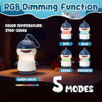 WORKPRO 2-Pack Kids Camping Lanterns with RGB Lights, Battery Powered with Lanyard, Fun Night Light Gifts for Kids - Shark Design