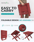 SERWALL Folding Outdoor Side Table Set of 4, Small Adirondack Side Table, Red