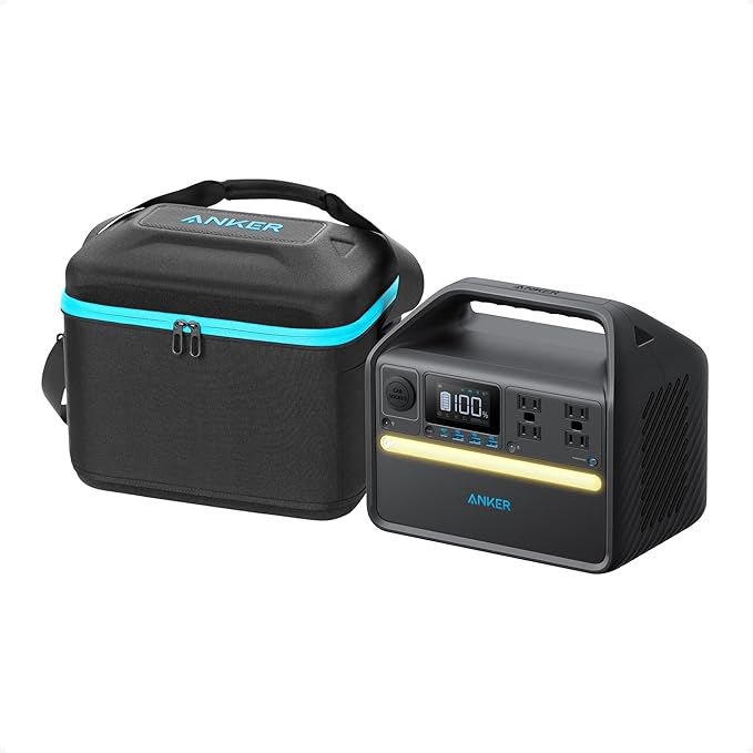 Anker 536 Portable Power Station with Anker Carrying Case Bag, 508Wh Solar Generator (Solar Panel Optional),500W 9-Port Powerhouse, 4 AC Outlets, 60W USB-C PD Output, LED Light for Outdoor Camping