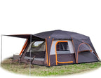 KTT Extra Large Tent 10-12-14 Person(B),Family Cabin Tents,2 Rooms,3 Doors and 3 Windows with Mesh,Straight Wall,Waterproof,Double Layer,Big Tent for Outdoor,Picnic,Camping,Family Gathering