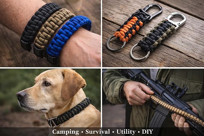 RopeHub 550 Paracord – 7 Strand Core Nylon Parachute Cord, 550 lb Test – Durable Utility Cord for Camping, Survival, DIY, Gear, Tents, Tarps – Multiple Colors & Lengths