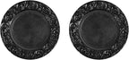 DYRABREST 150 Pcs 13 Inch Charger Plates, Bulk PP Wedding Chargers with Floral Reef Design Decorative Round Ruffled Rim Dinner Plates for Wedding Party Event Table Setting Decoration