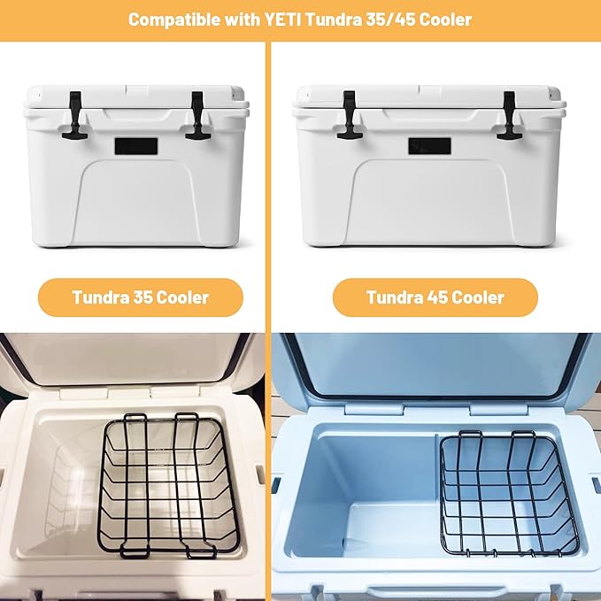 35/45 QT Cooler Basket, Compatible with YETI Tundra 35/45, Stainless Steel Storage Wire Cooler Rack, Black, 1 Pack