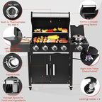 4-Burner w/Side Burner Gas Grill with 292 SQ.IN. Outdoor Grill with 44,000 BTU,Propane Grills with Top Cover Lid,Grills Outdoor Cooking for Patios,Camping,Balcony-Q043