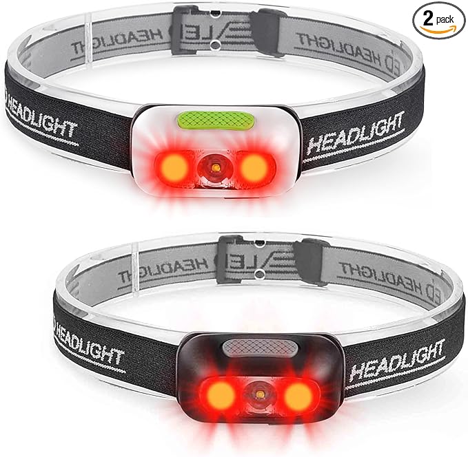500 Lumen Rechargeable Headlamp, 5 Modes with Red Light Head Lamp, IP54 Water-Resistant Adjustable Strap Head Light for Adult Running, Camping, Cycling