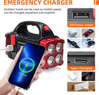 Versatile Solar Flashlight with Dual Charging Modes | 4 Light Modes USB/Solar Powered| Portable Emergency Charger & Outdoor Camping Light (Red-2pcs)