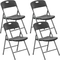 DUMOS 4 Pack Folding Chairs Heavy Duty with Ergonomic Back - Plastic Stackable Portable Dining Chiars Set, for Home and Office, Conference, Wedding, Party, Patio, Garden, for Indoor Outdoor, Black