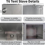 DANCHEL OUTDOOR Backpacking Hot Tent w/Stove Jack, Portable Tipi Tent with T6 Titanium Folding Wood Stove for 1-4 Person Winter Camping Hunting,3m/4m