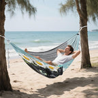 Cute Cat White Daisies Camping Hammock Single Portable Hammocks 330 lbs Capacity with 2 Tree Straps and Attached Carry Bag,Perfect for Outdoor,Indoor,Beach,Camping,Travel