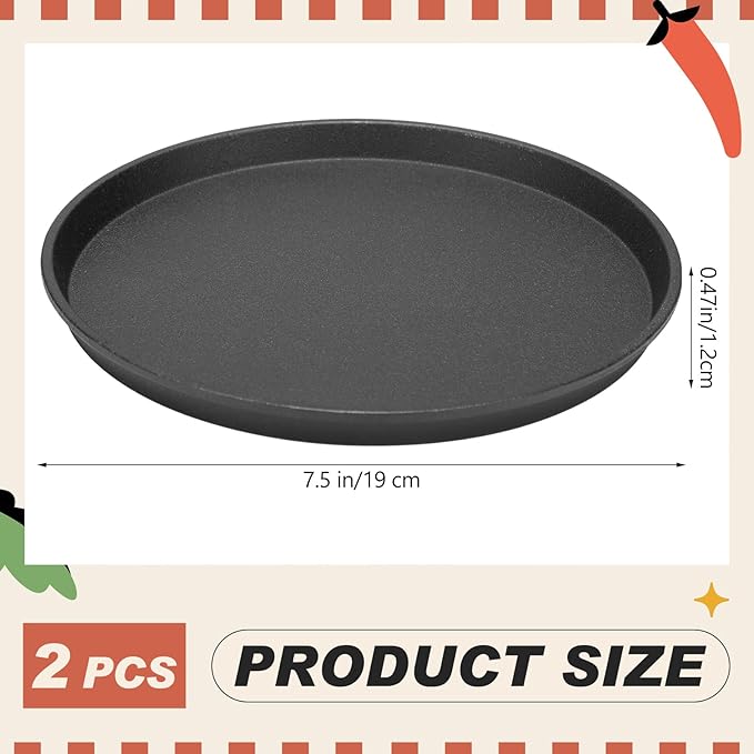 Maxdot 2 Pcs Small Cast Iron Griddle Pan 7.5 Inch Easter 4th of July Round Cast Iron Pizza Pan Camping Skillets Mini Carbon Steel Griddle for BBQ, Baking, Grilling, in the Oven, on the Stove or Grill