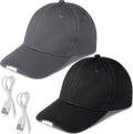 Syhood 2 Pieces LED Baseball Caps Flashlight Hats Hands Free Baseball Caps with Light Built in 5 Battery Powered Headlamp LED Hats Light for Men Fishing Jogging Camping Hand Work