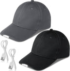 Syhood 2 Pieces LED Baseball Caps Flashlight Hats Hands Free Baseball Caps with Light Built in 5 Battery Powered Headlamp LED Hats Light for Men Fishing Jogging Camping Hand Work