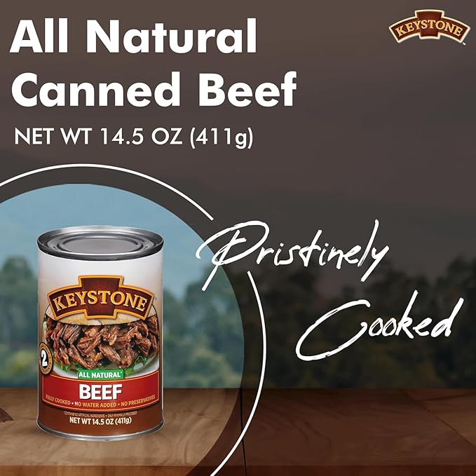 Keystone All Natural Sampler 5-Can Variety Canned Meat Pack | Heat and Serve Meat – (Beef, Chicken, Pork, Turkey (14.5 oz) & Ground Beef (14 oz) | Fully Cooked, Ready to Eat Canned Meat for Everyday Meals, Emergency, Camping, Pantry Staple 5 Years Shel...