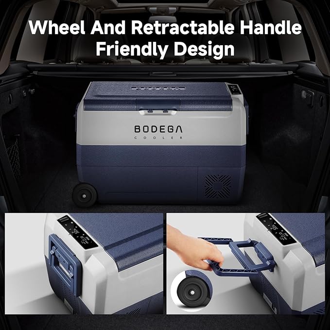 BODEGACOOLER 12 Volt Portable Refrigerator,53 Quart Car Fridge Dual Zone -4℉-68℉,50L Car Freezer APP Control,Electric Compressor Cooler 12/24V DC and 100-240V AC for RV,Camping,Travel,Truck,Vehicles