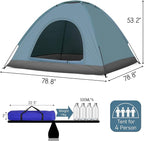 Waterproof Tents for Camping, Camping Dome Tent, 1-4 Person Waterproof Windproof Easy Setup Spacious Family Tents with Carry Bag for Hiking Backpacking Traveling Glamping Beach