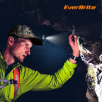 EverBrite 400LM Rechargeable Headlamp, 1.59 oz Lightweight & Comfortable Head Lamp with Hat Clip, IP67 Waterproof, White/Red/Green Light, 7 Modes for Running, Camping and Backpacking-Blue